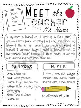 Editable Meet the Teacher Letter FREE by Sophie