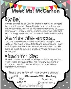 Editable Meet The Teacher Letter Fun at school