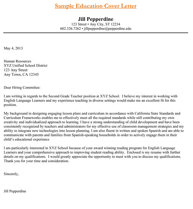 Teacher Cover Letter Examples Get the Perfect Teaching Job