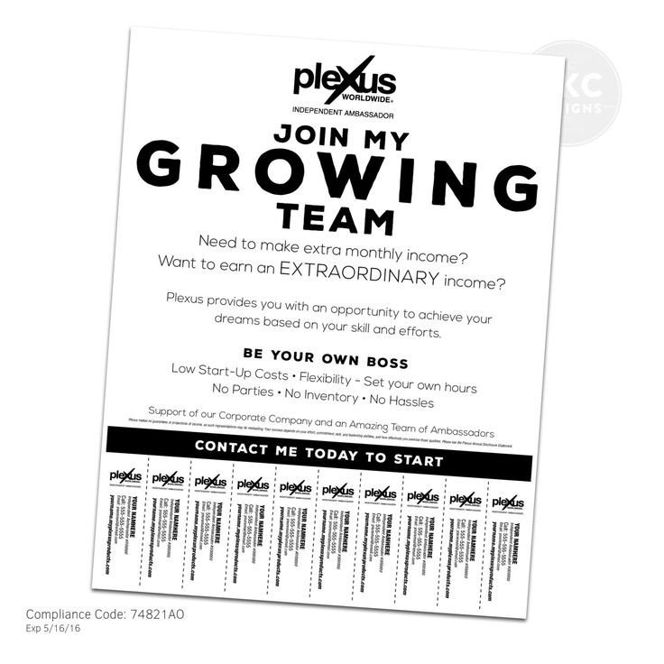 Plexus Business Building Flyer With Tear f Tabs