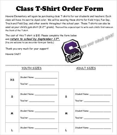 10 T Shirt Order Forms Free Sample Example Format