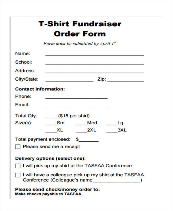 8 Fundraiser Order Forms Free Sample Example Format