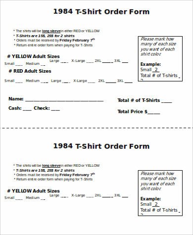 T shirt Order Form Sample 12 Examples in Word PDF