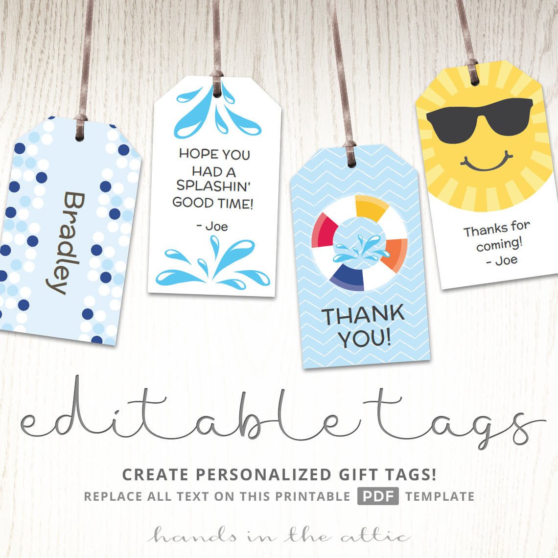 Editable t tags t tag template favor tags pool party