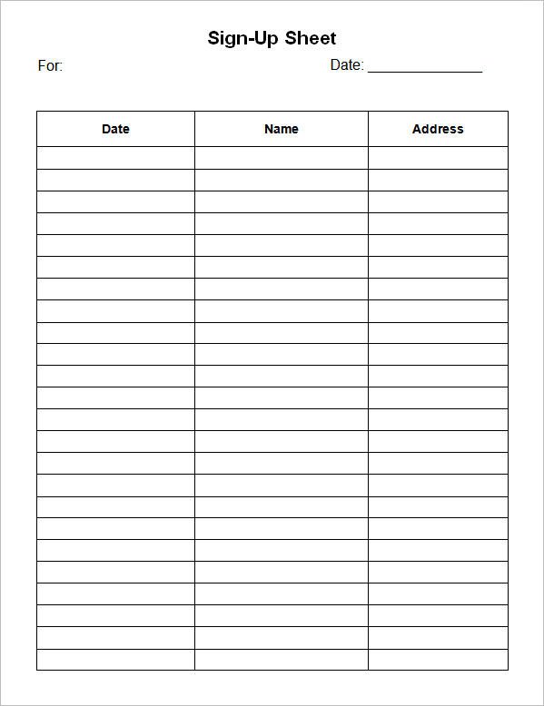 Sign Up Sheet Template 13 Download Free Documents in