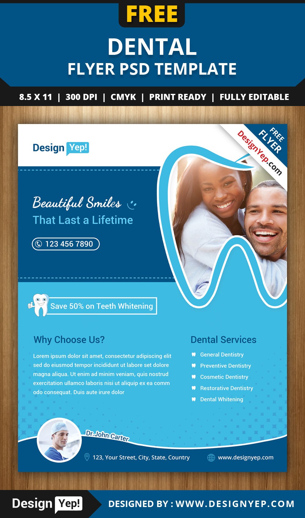 Free Dental Flyer PSD Template DesignYep