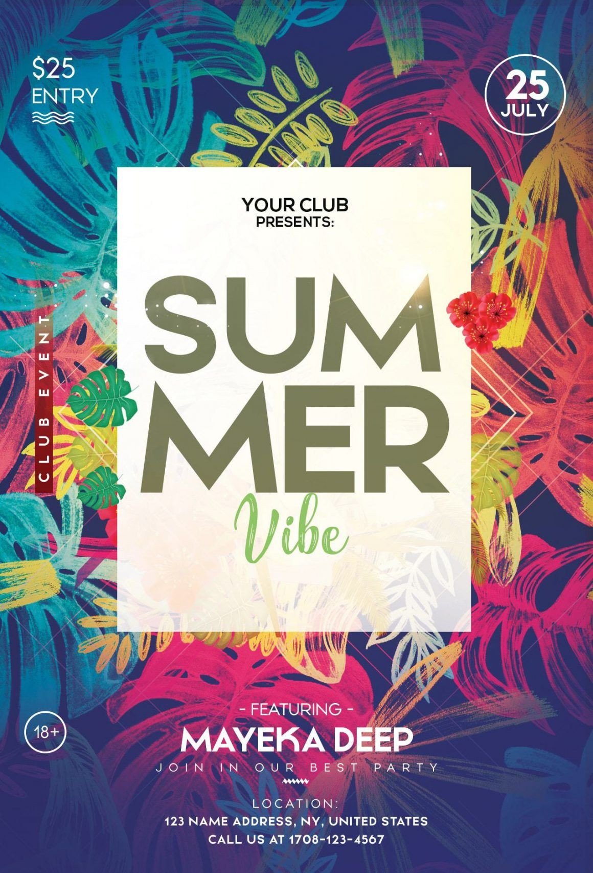 Tropical Summer – Free PSD Flyer Template
