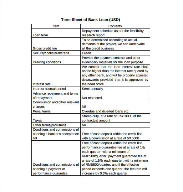 14 Term Sheet Template Free Word PDF Documents