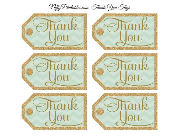 Mint Green Thank You Tags Chevron Rectangle Nifty