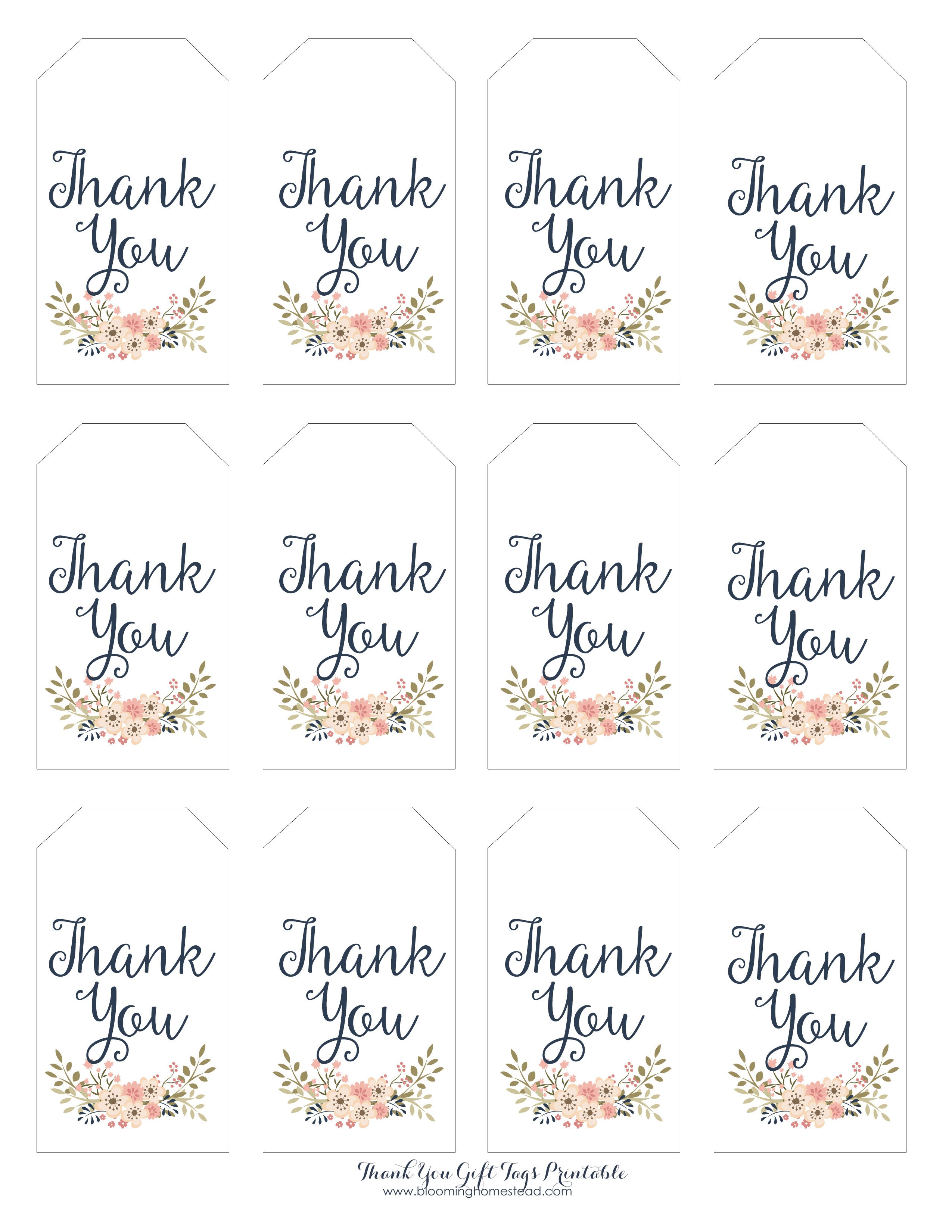 Thank You Gift Tags Blooming Homestead