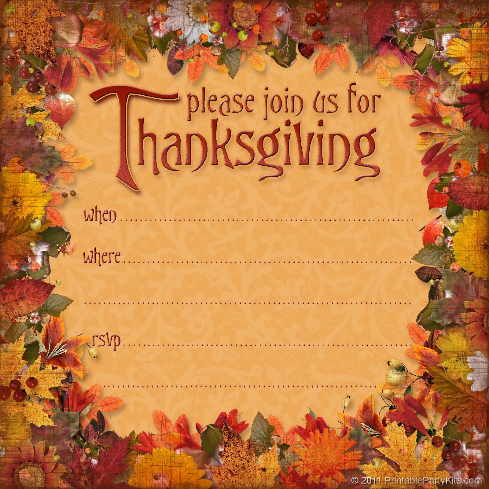Free Printable Party Invitations Free Thanksgiving Dinner