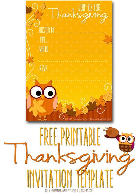 Free Printable Party Invitations Thanksgiving Invite Template