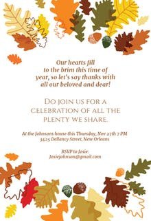 Thanksgiving Invitation Templates Free