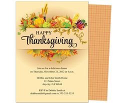 Thanksgiving Party Invitations Templates on Pinterest