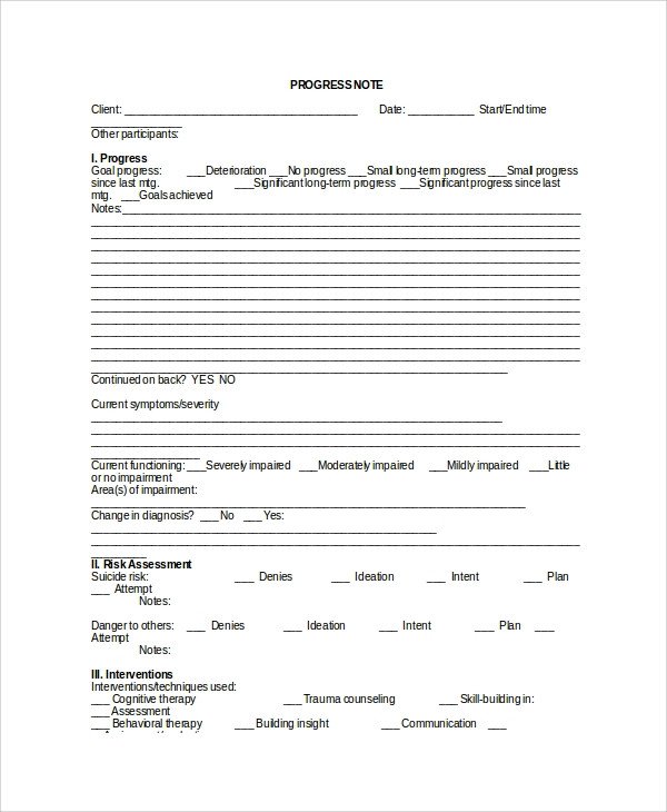 Sample Therapy Note Template 5 Free Documents Download