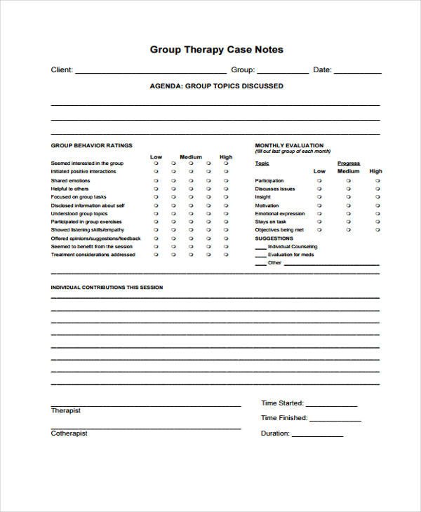 Therapy Note Templates 6 Free Word PDF Format Download
