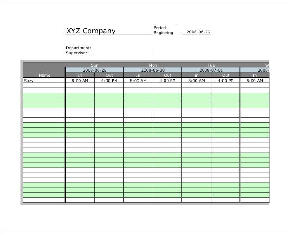 7 Printable Time Card Templates DOC Excel PDF