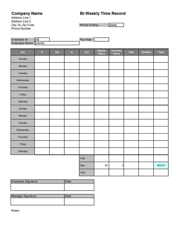 For Time Card Template timesheets