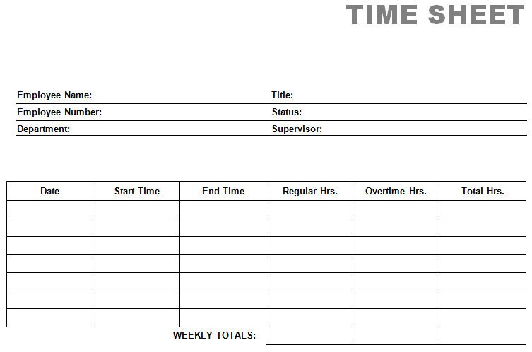 Printable Blank PDF Time Card Time Sheets