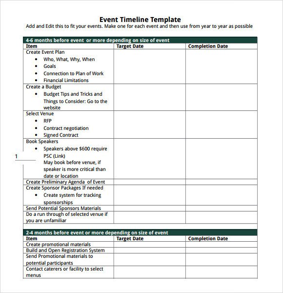 Sample Event Timeline 8 Documents in PDF Word