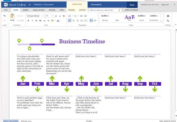 Business Project Timeline Template For Word line