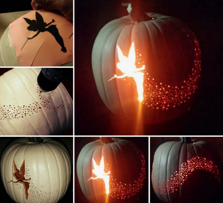 Wonderful DIY Halloween Tinkerbell Pumpkin With Template