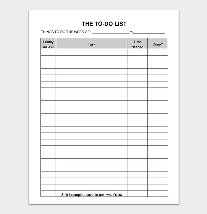 Things To Do List Template 20 Printable Checklists