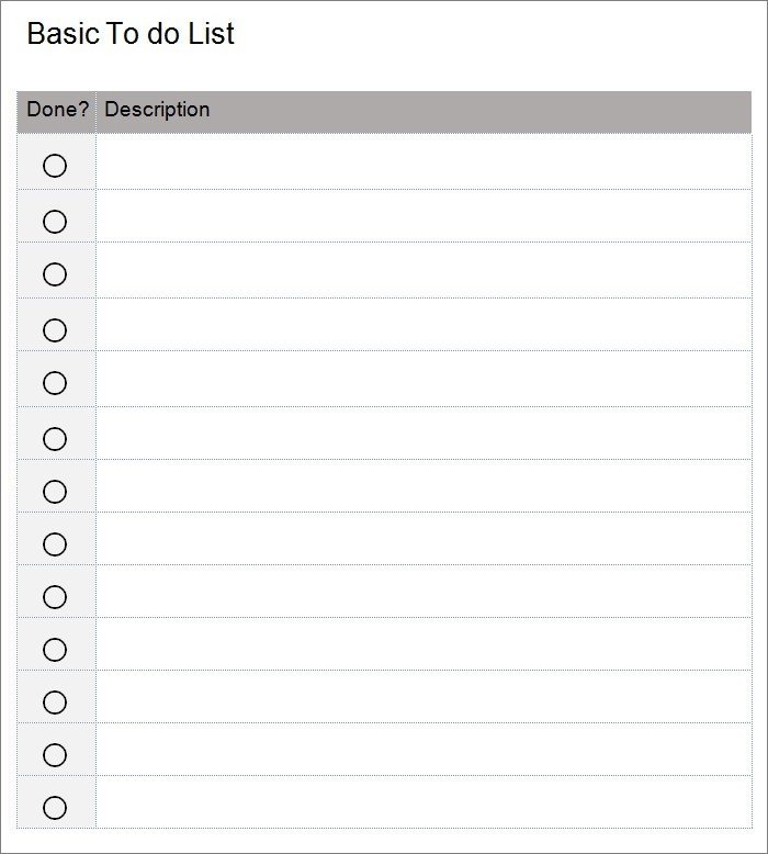 To Do Checklist Template Word