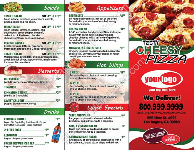 Pizza To Go Menus Red Style Design and Print Templates 8