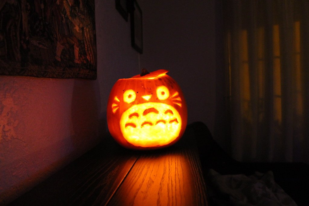 Will & Ellie s Totoro carved Halloween pumpkin