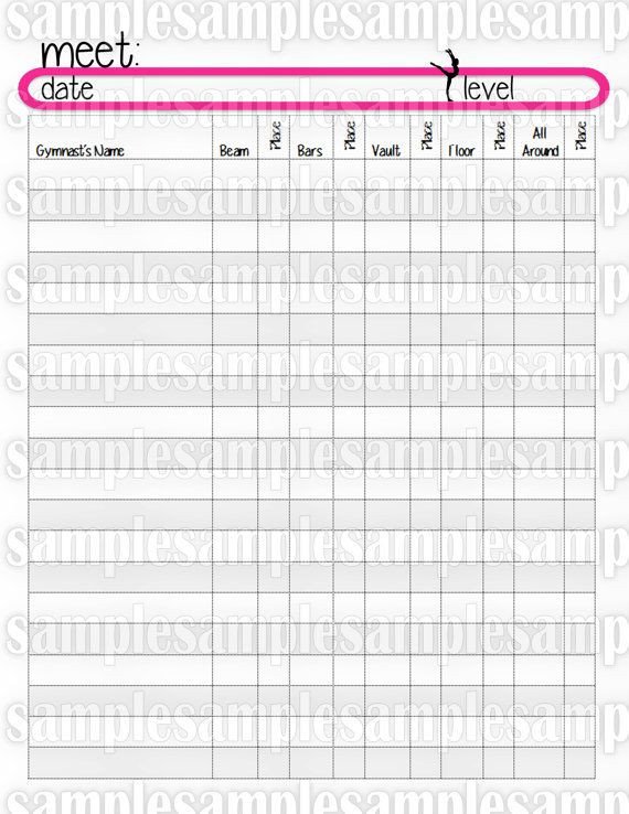 Gymnastics Meet Sheet for Scoring Full Size You by