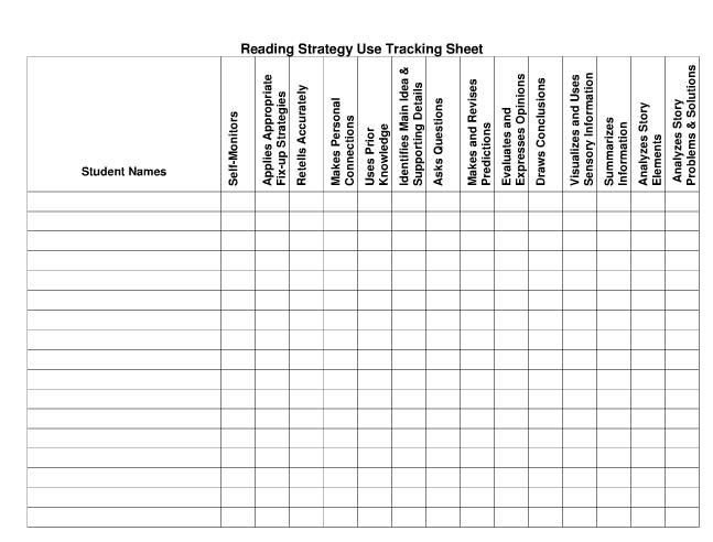 Another helpful reading assessment form to track each
