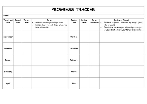 Pupil Tracking Sheet by JXN Teaching Resources Tes
