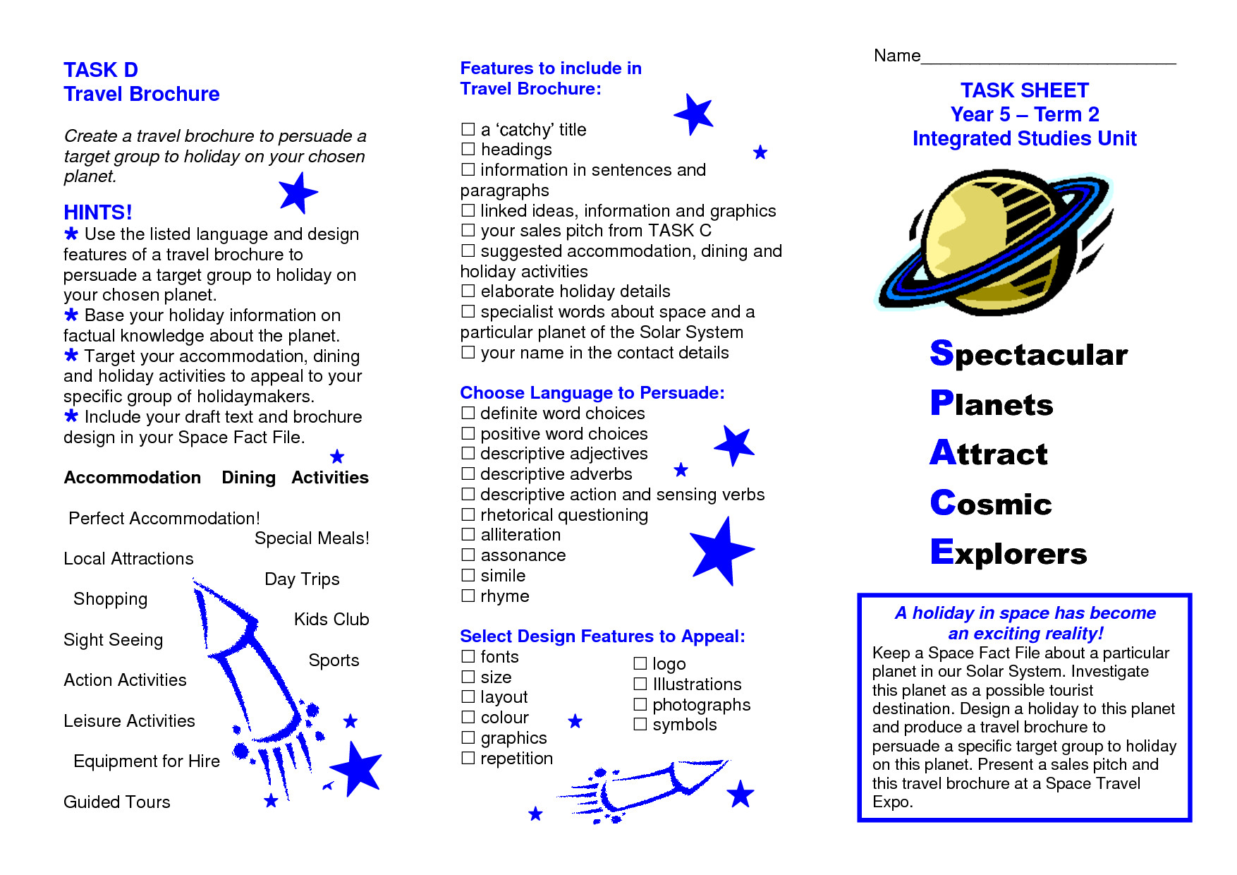 Planet Travel Brochure Examples