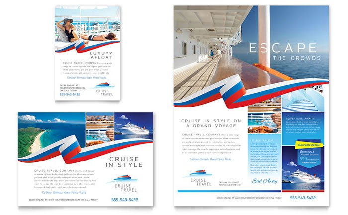 Cruise Travel Flyer & Ad Template Design