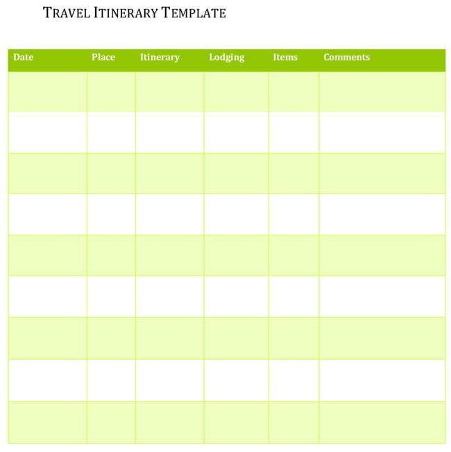 5 Travel Itinerary Templates for Excel and Word