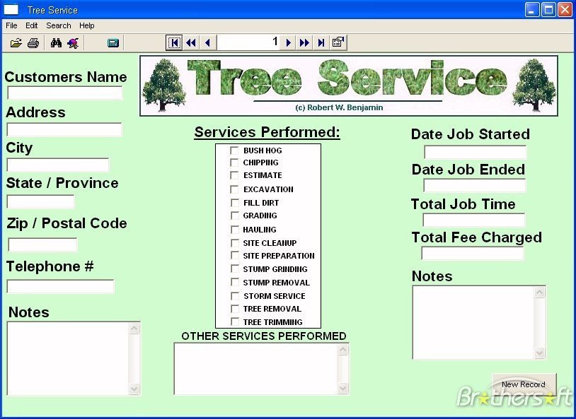 Software for a small Tree Service Business cutting