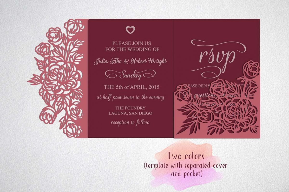 tri fold wedding invitation template sv