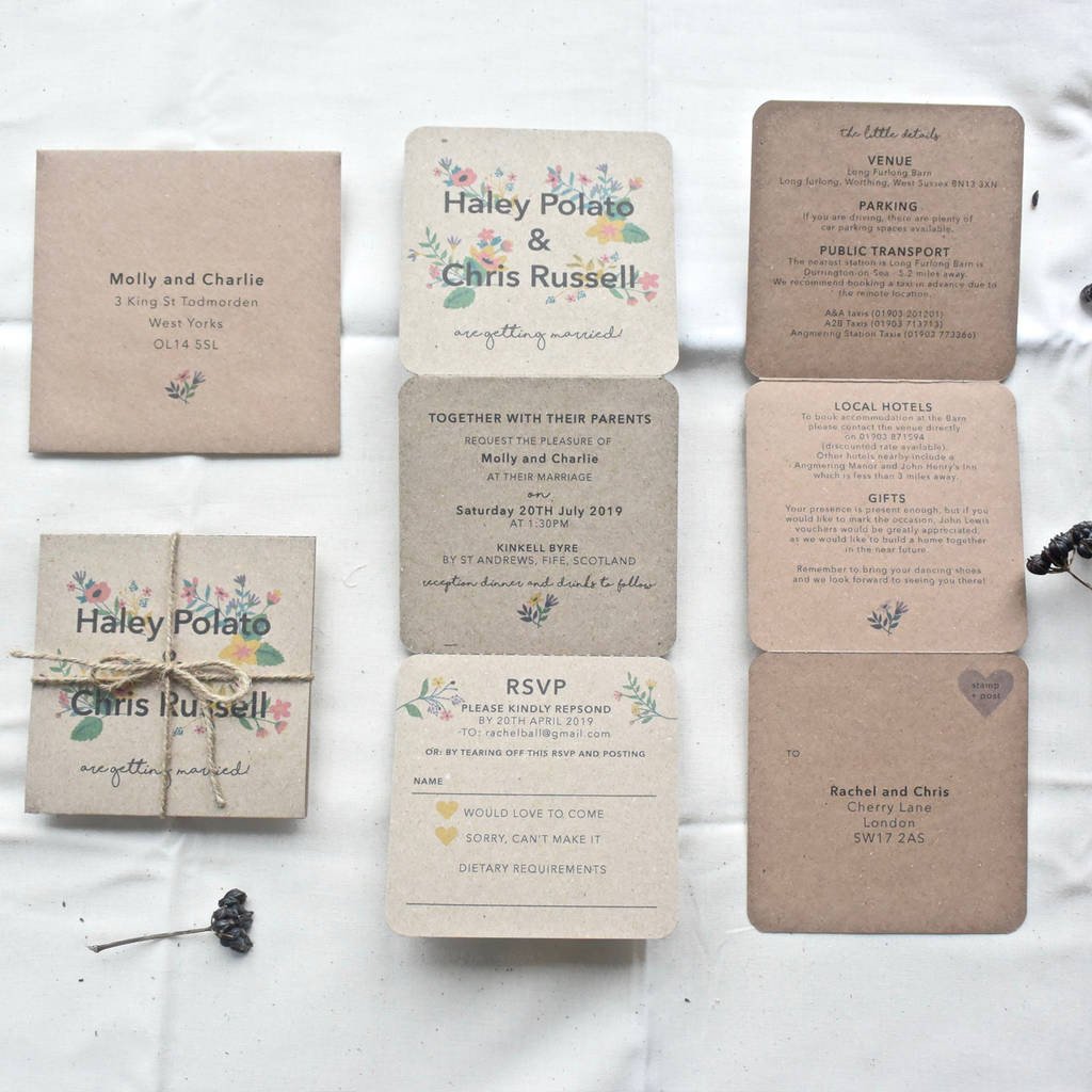 floral tri fold wedding invitation by paper and inc