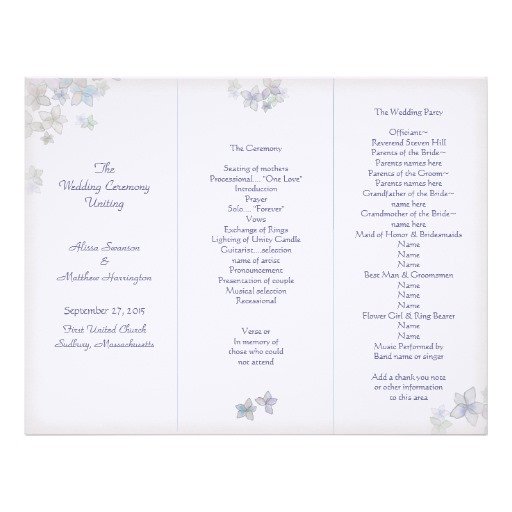 Lavender Art Tri Fold Wedding Program Template Letterhead