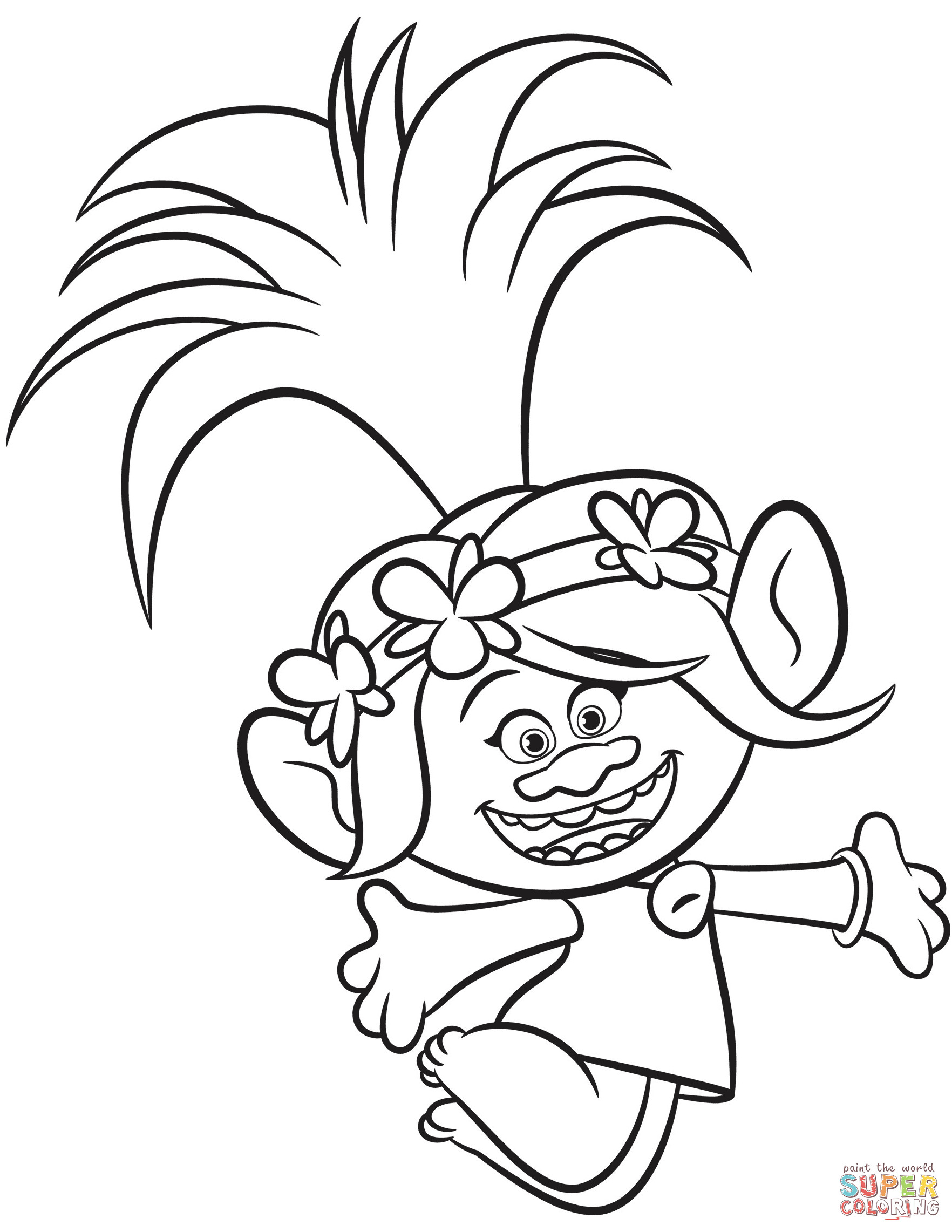 Poppy from Trolls coloring page