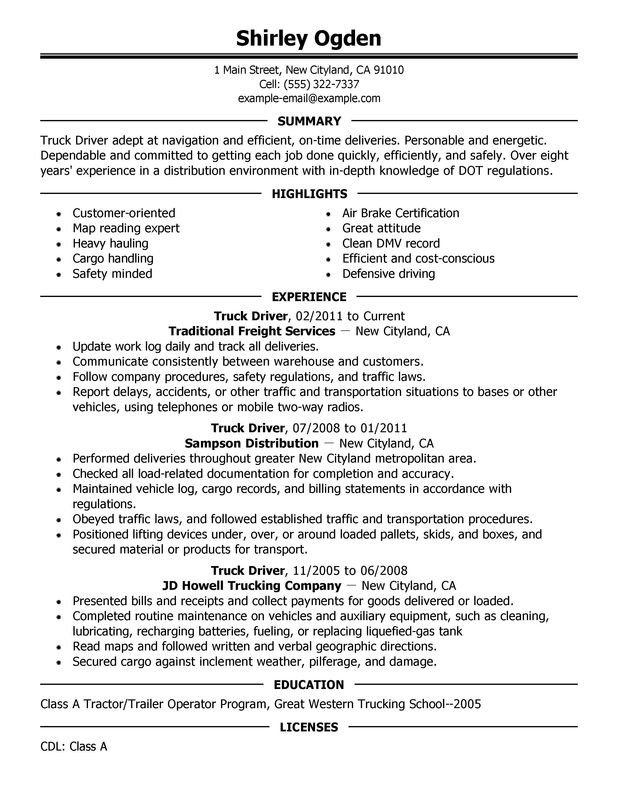 Truck Driver Resume Examples Created by Pros