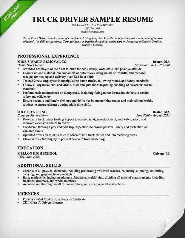 Truck Driver Trucking Resume Template For Free Download