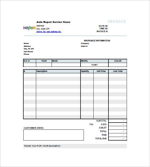 Car Invoice Template 23 Free Word Excel PDF Format