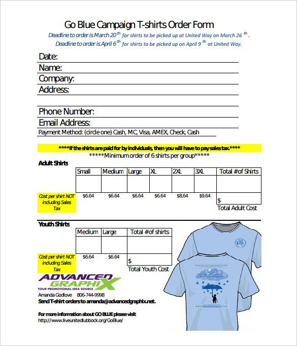 26 T Shirt Order Form Templates PDF DOC