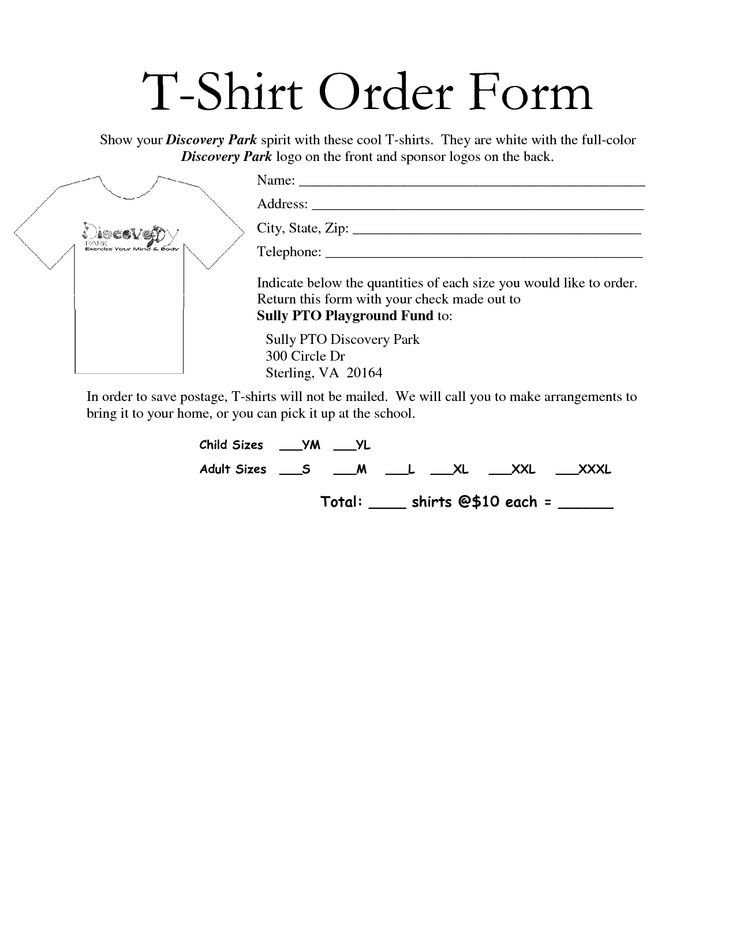 35 Awesome t shirt order form template free images