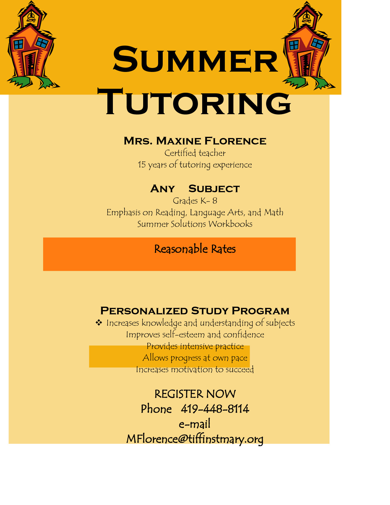 flyer for tutoring services