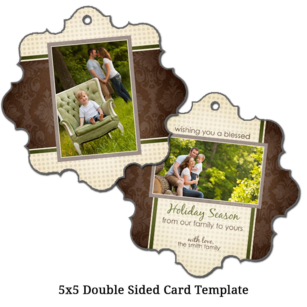 5x5 Double Sided Christmas Card Template by VGalleryDesigns
