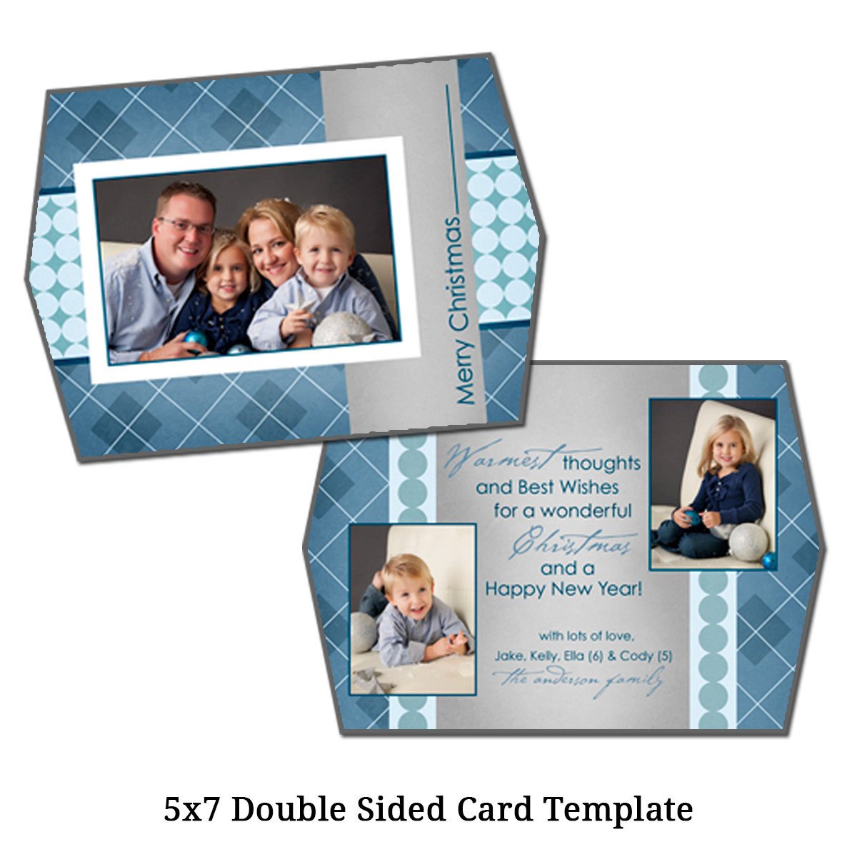 5x7 Double Sided Christmas Card Template by VGalleryDesigns