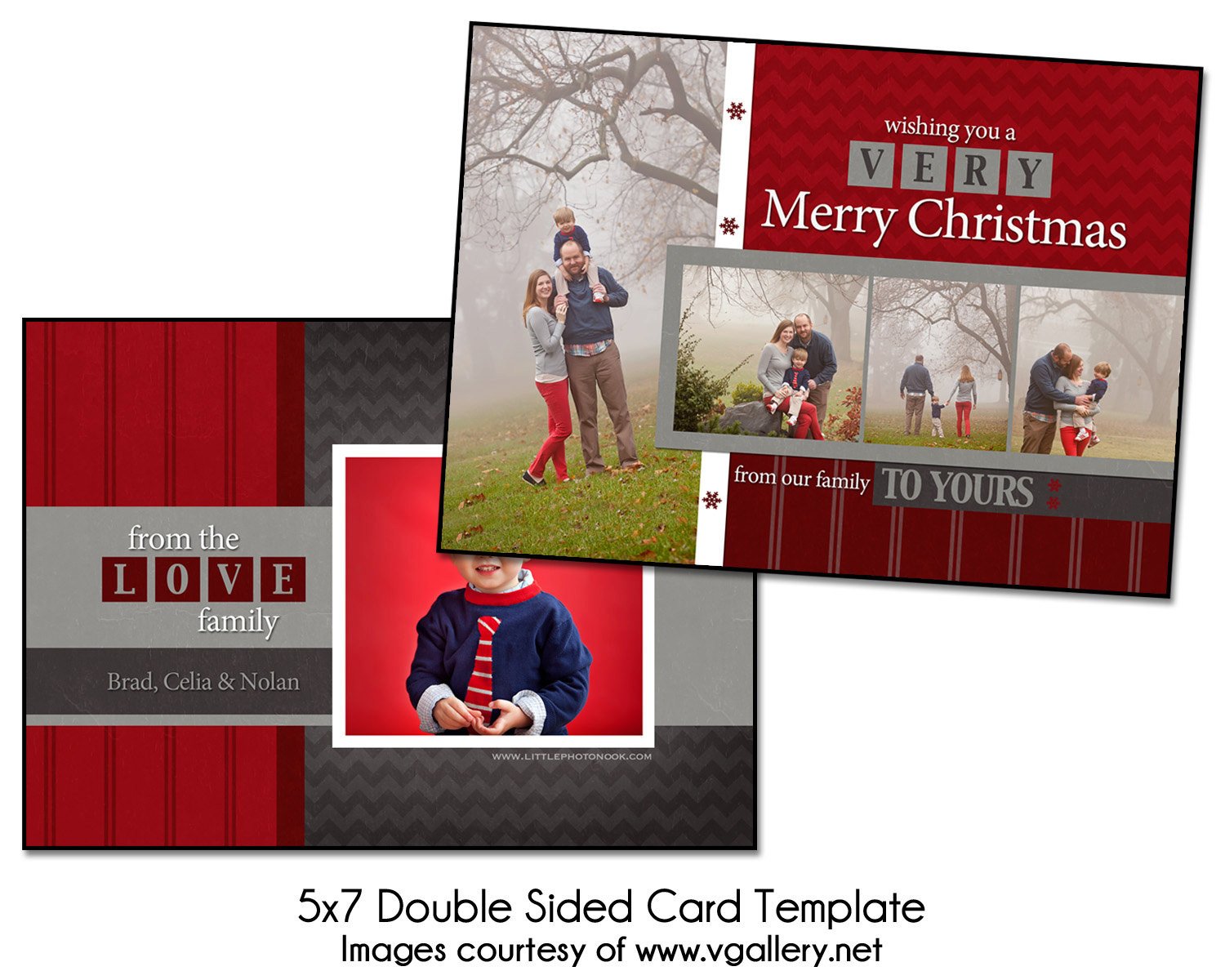 Christmas Card Template BLOCK CHRISTMAS 5x7 Double Sided
